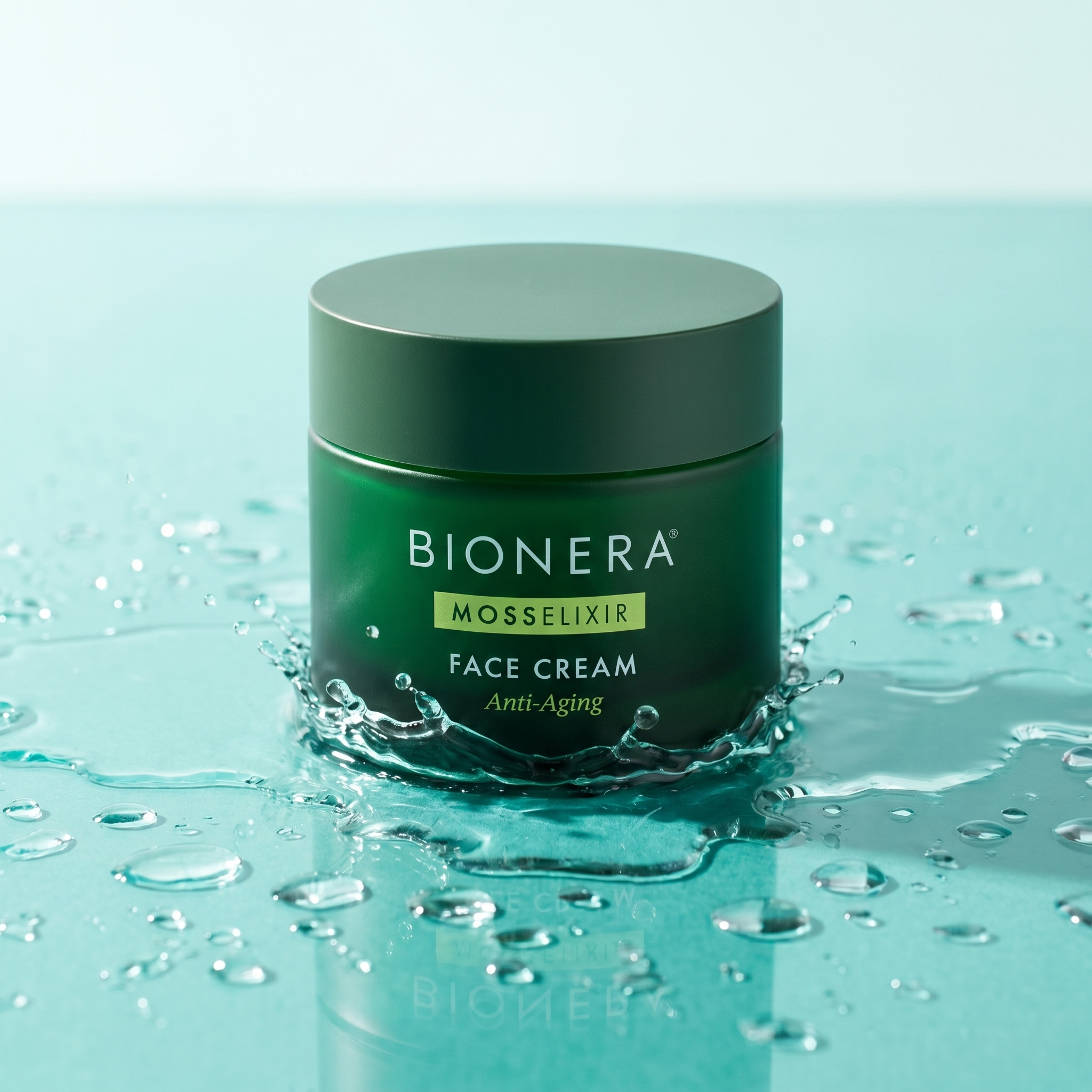 Bionera MossElixir Face Cream mit Wassertropfen